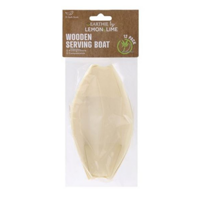 Lemon And Lime Eco Wood Serving Boat11.5X6.5Cm 12Pk