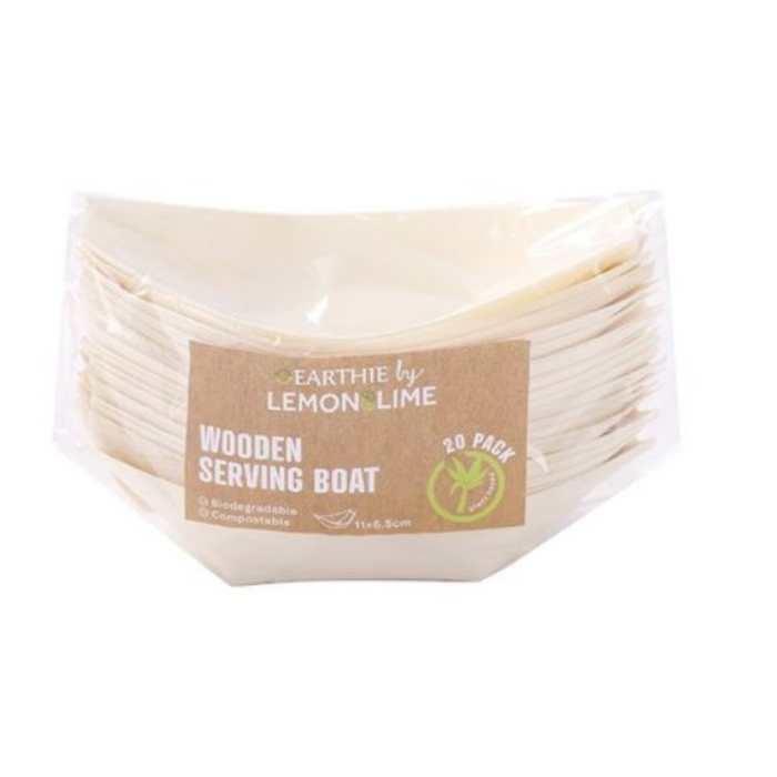 Lemon And Lime Eco Wood Serving Boat 11X6.5Cm 20Pk