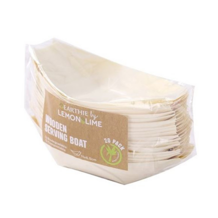 Lemon And Lime Eco Wood Serving Boat 11X6.5Cm 20Pk