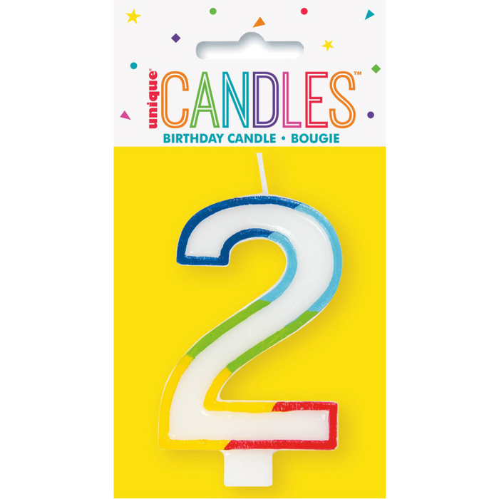 Numeral Candle 2 Rainbow Border