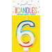 Numeral Candle 6 Rainbow Border