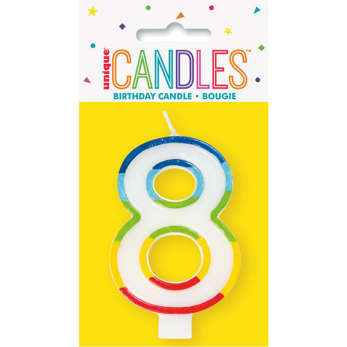 Numeral Candle 8 Rainbow Border