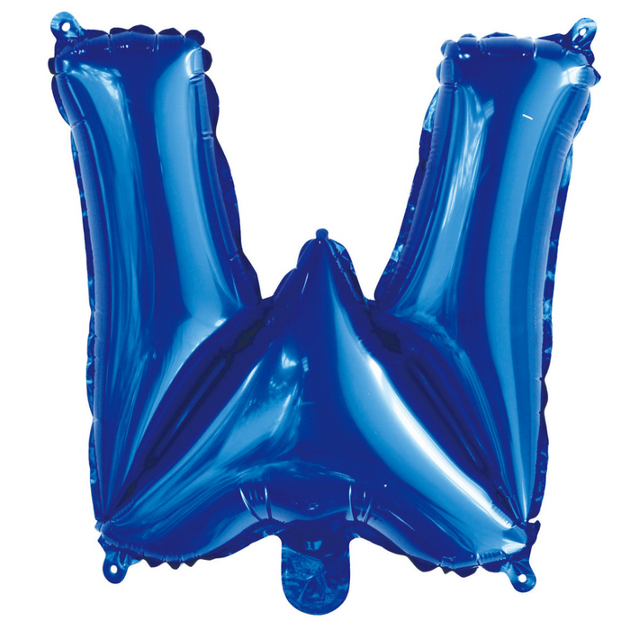 Alphabet W Foil Balloon Royal Blue 35cm