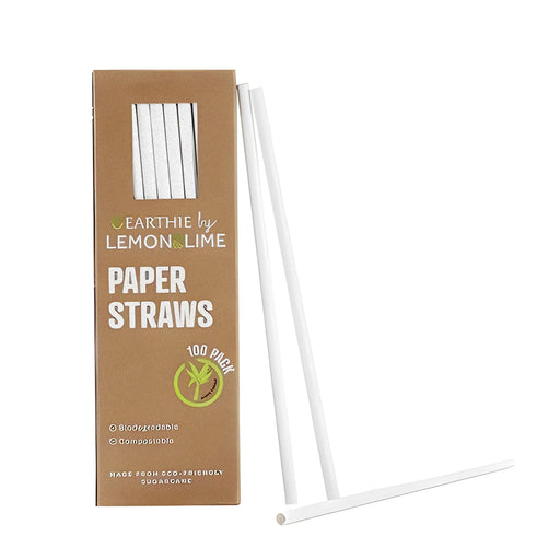 Eco Paper Straws White 20cm 100pk