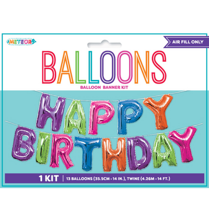 Happy Bday Foil Balloon Kit Multi 35.5cm