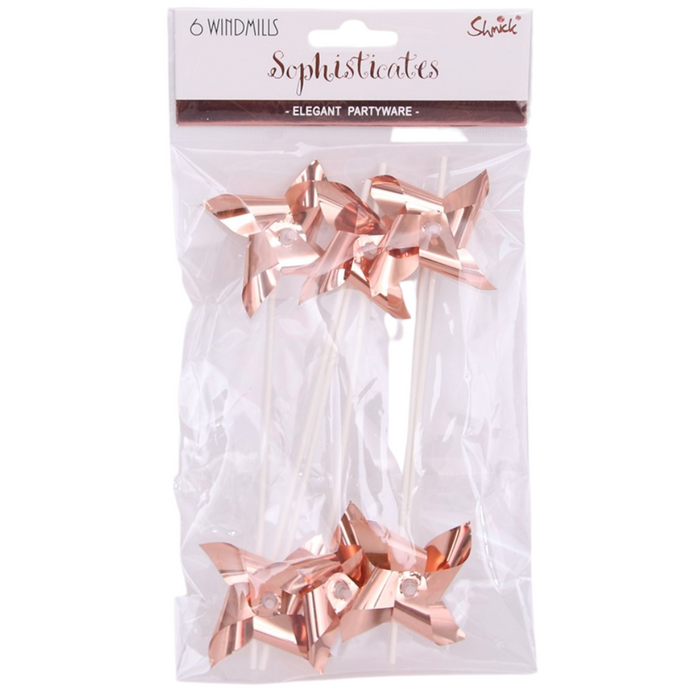 Metallic Pink Windmill Topper 6pk