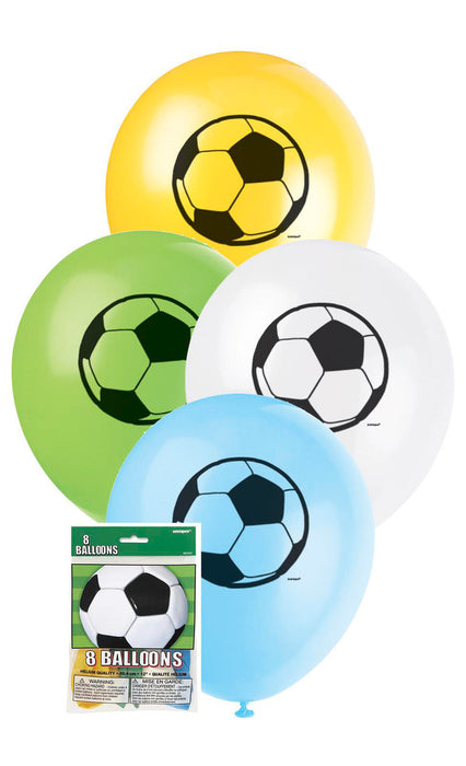 3D Soccer 8 x 30cm Balloons - Assorted Colours