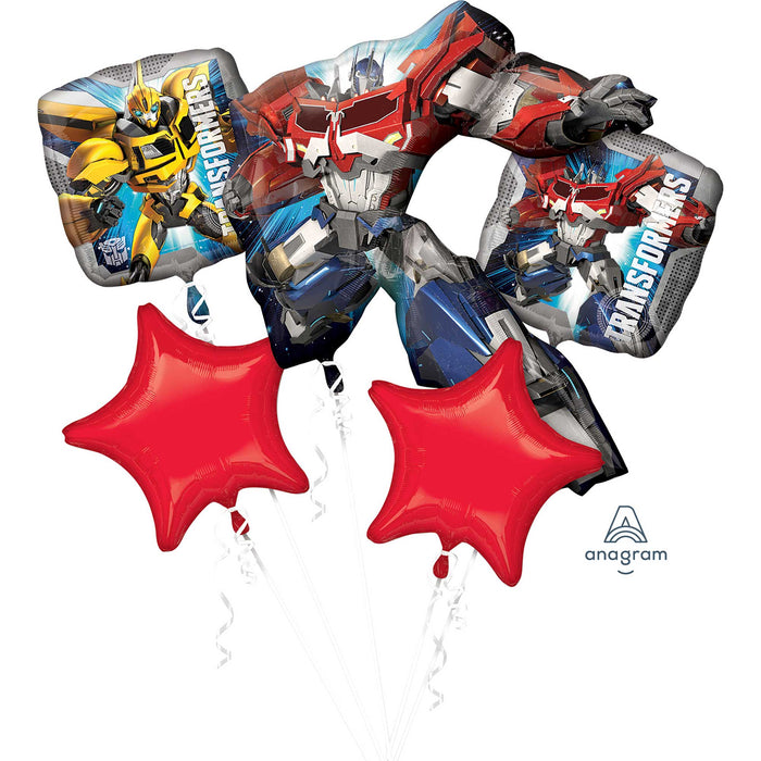 Foil Balloon Bouquet Transformers Animated Design P75 5pk