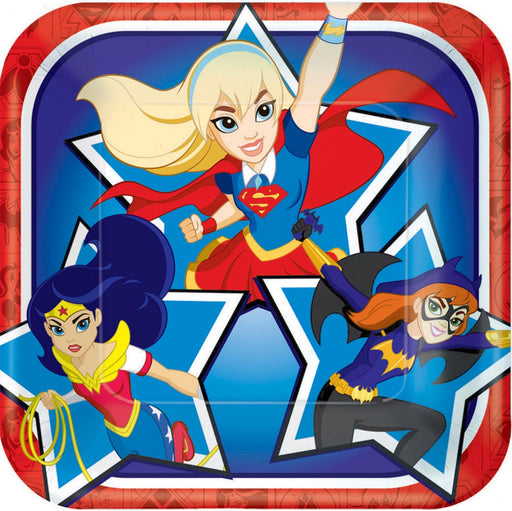 DC Superhero Girls Square Paper Plates 17cm 8pk