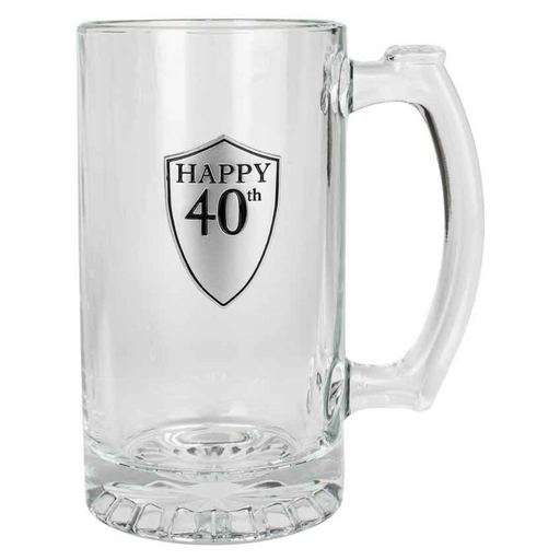 Ronis 40th Beer Stein with Handle Pewter Look 16cm 500ml