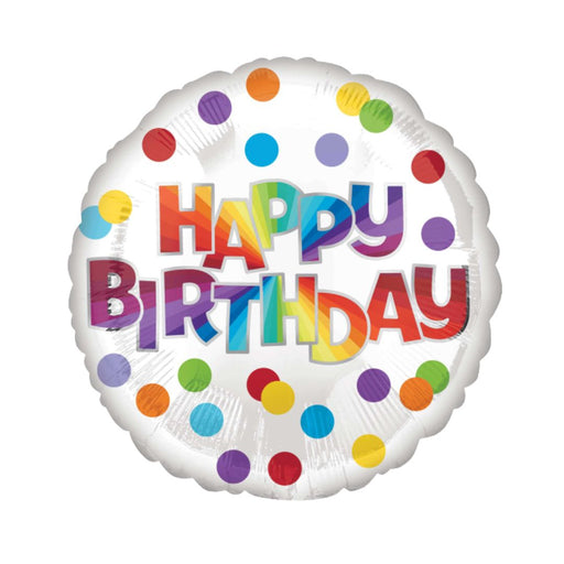 Ronis Standard Foil Balloon 45cm Happy Birthday Dots of Color