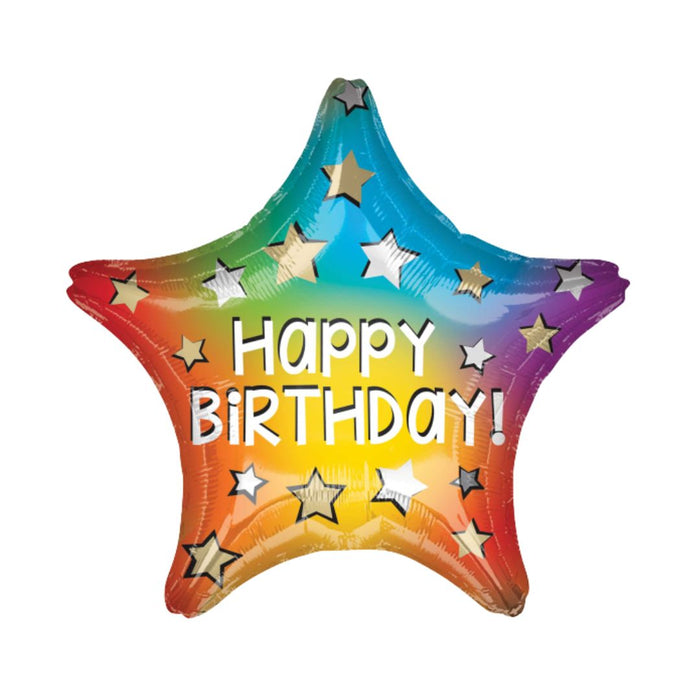 Ronis Standard Foil Balloon 45cm Happy Birthday Rainbow Star