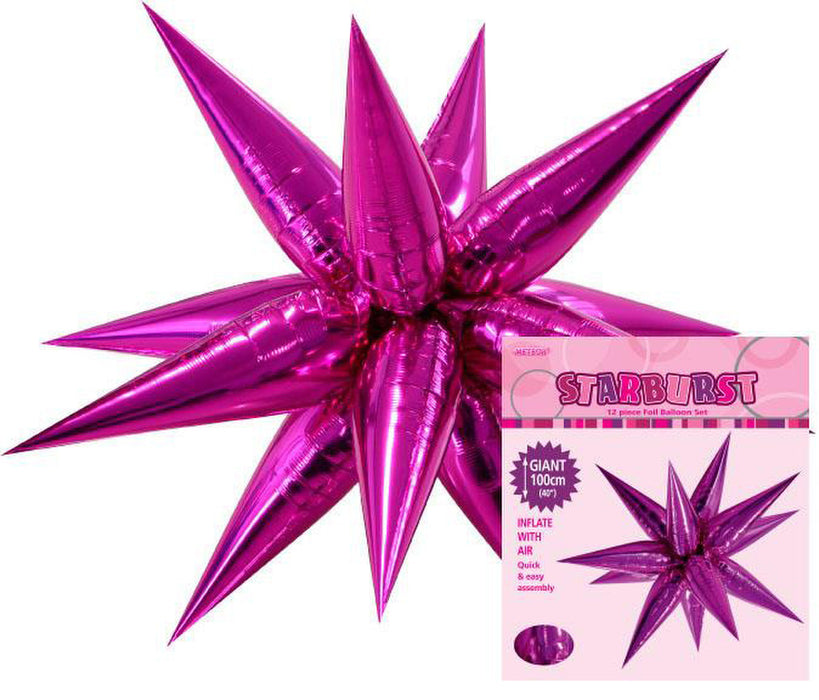 Glitz Starburst Hot Pink Foil Balloon 100cm