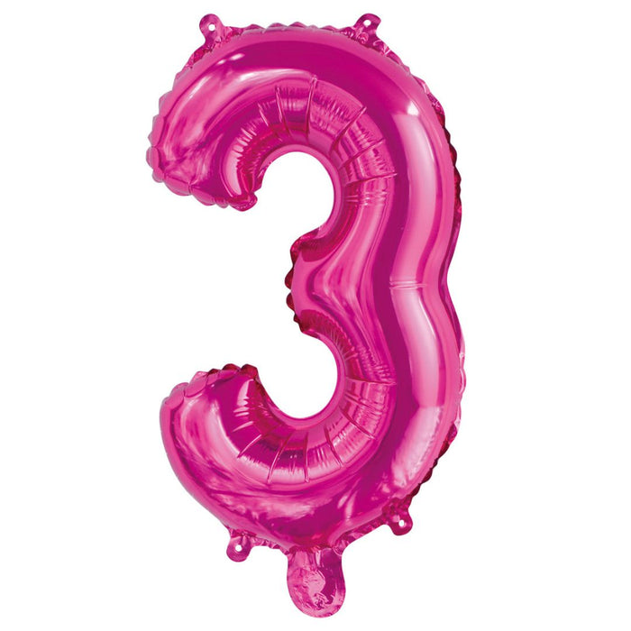 Numeral Foil Balloon 35cm Hot Pink - 3