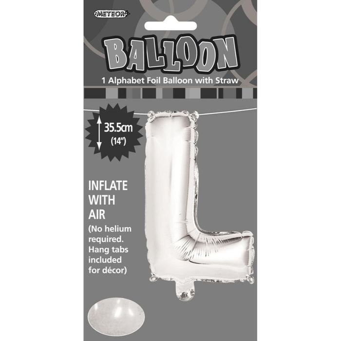 Alphabet Foil Balloon 35cm Silver - L