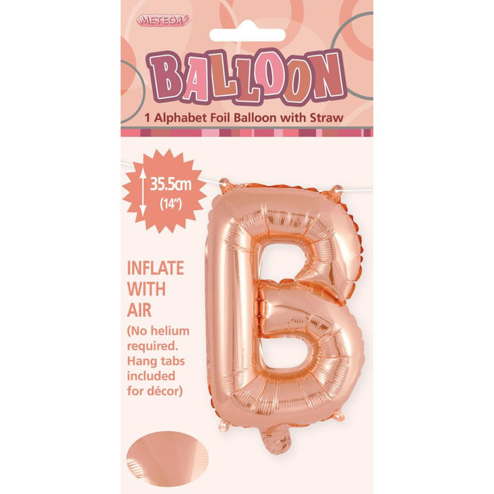 Alphabet Foil Balloon 35cm Rose Gold - B