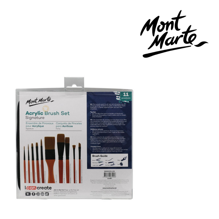 Mont Marte Brush Set in Wallet 11pc - Acrylic