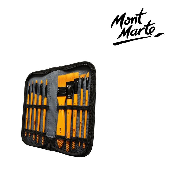 Mont Marte Brush Set in Wallet 11pc - Acrylic