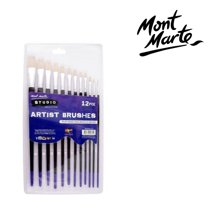 Mont Marte Brushes 12pc Flat 1-12