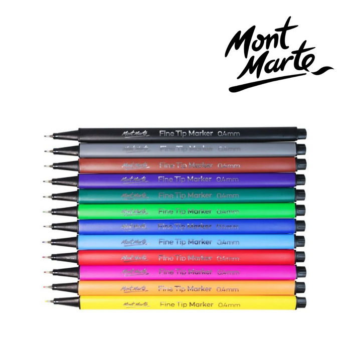 Mont Marte Fine Tip Marker 12pc Tri Grip in Case