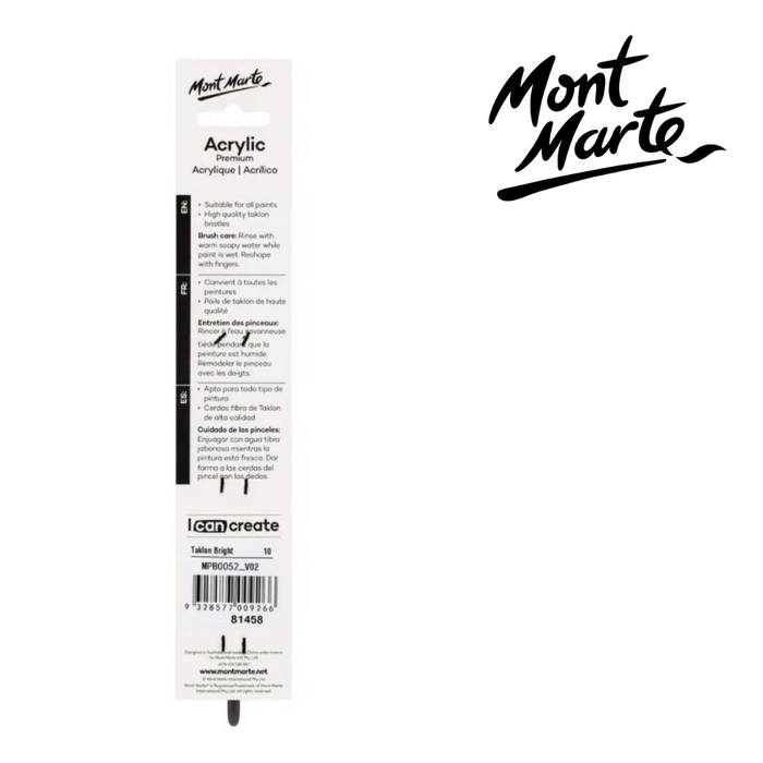 Mont Marte Artist Brush Taklon Short Bright 10