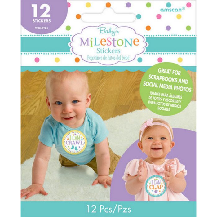 Baby Shower Stickers Milestone 12pk