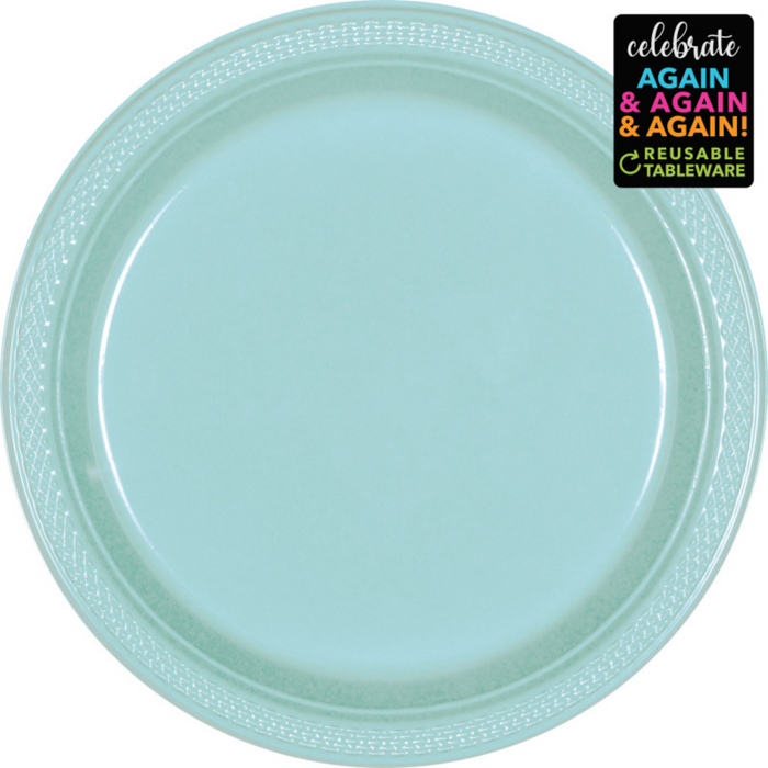 Premium Plastic Plates 17cm Robin s Egg Blue Pk20
