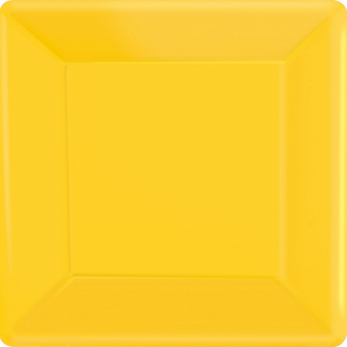 Paper Plates Square Yellow Sunshine 17cm 20pk