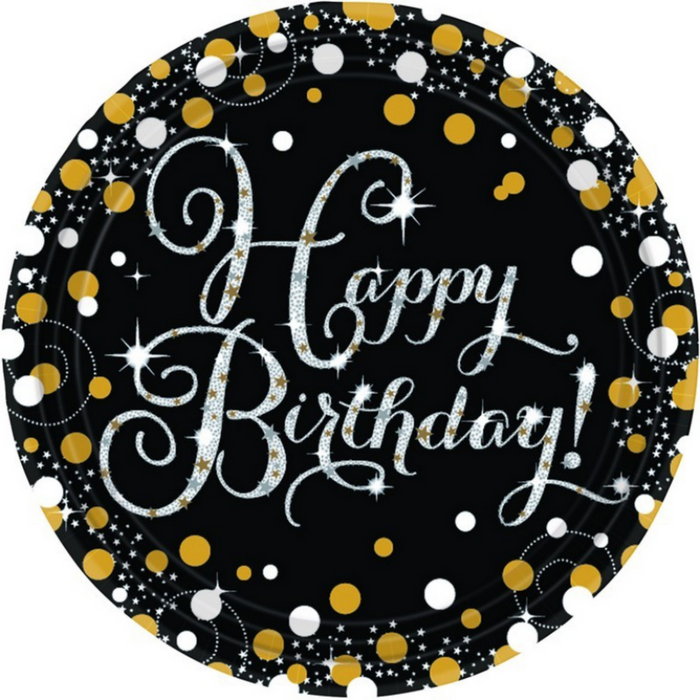 PARTY PLATES? Sparkling Celebration Happy Birthday Prismatic Plates (23cm)