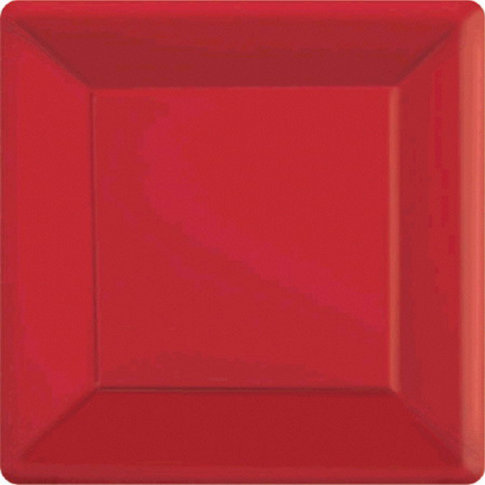 Paper Plates Square 17cm 20pk-Apple Red