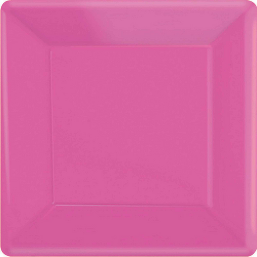 Paper Plates Square Bright Pink 26cm 20pk