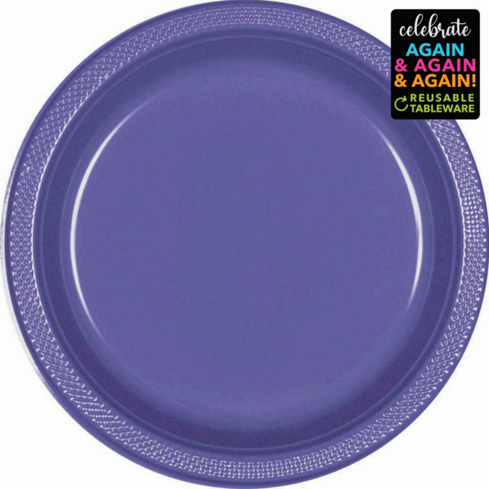 Premium Plastic Plates 17cm New Purple Pk20