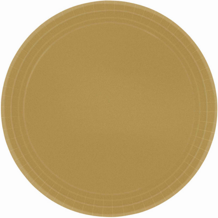 Paper Plates Round Gold 23cm 20pk