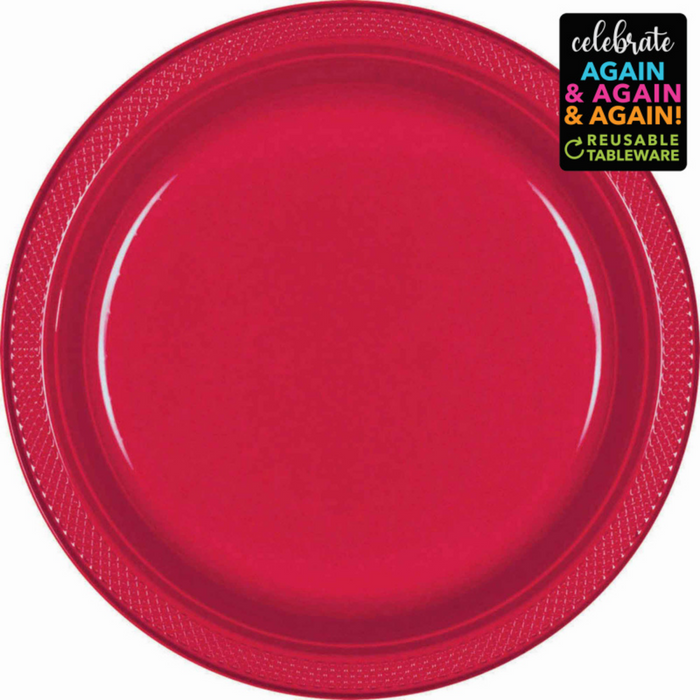 Premium Plastic Plates 17cm Apple Red Pk20