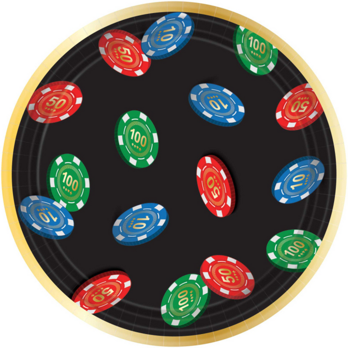 Roll The Dice Casino Round Paper Plates 17cm 8pk