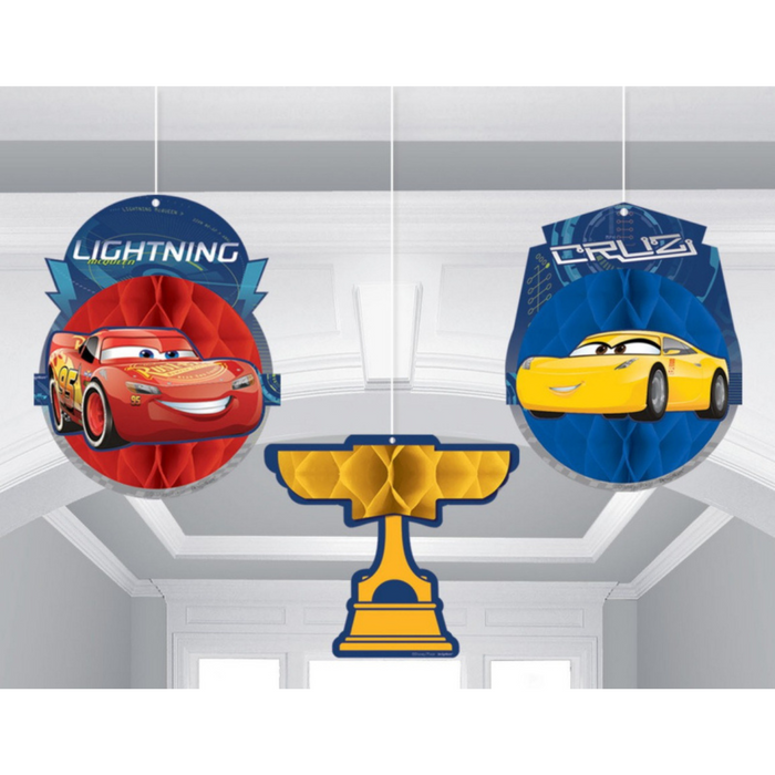 Cars 3 Honeycomb Decorations 3pk