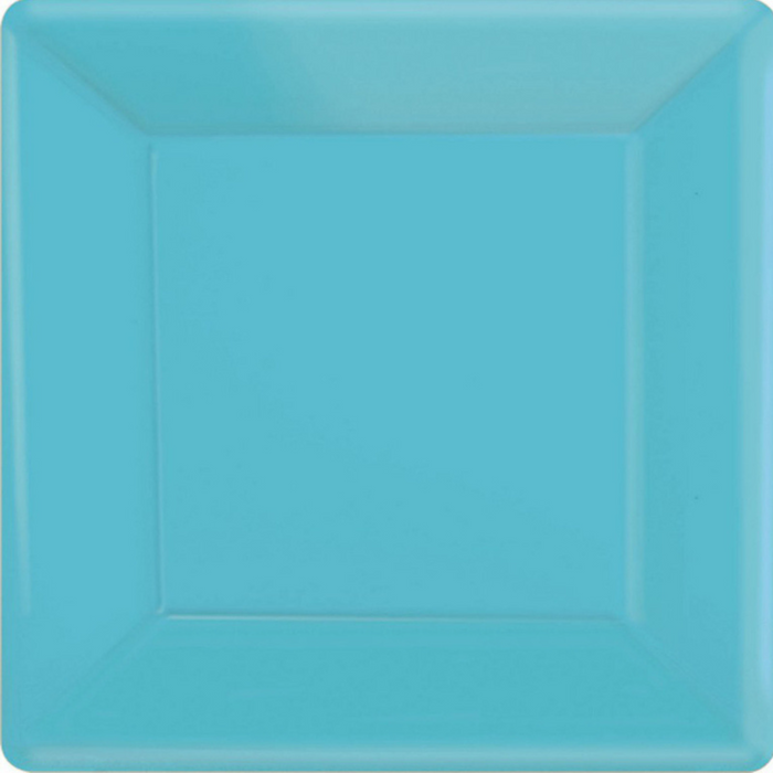 Paper Plates Square Caribbean Blue 17cm 20pk