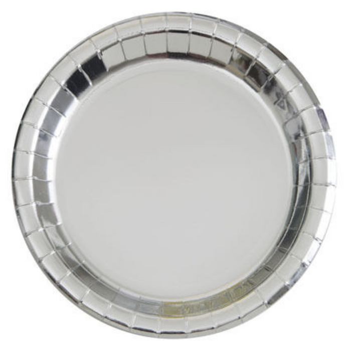 Silver Foil 18cm Round Paper Plates 8pk