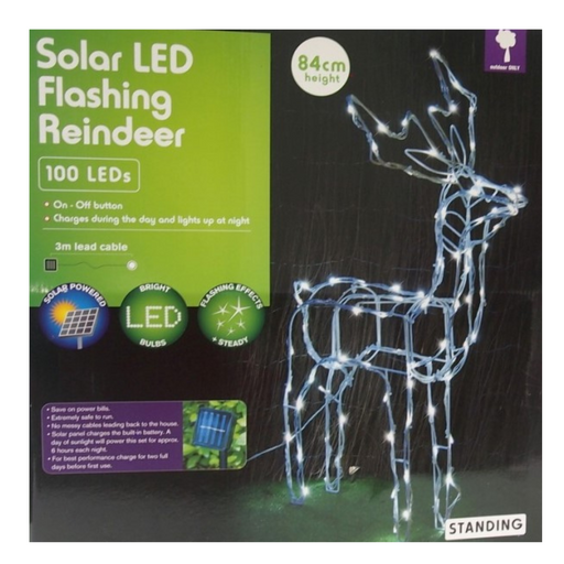 Solar Flashing LED Reindeer Stand 100L