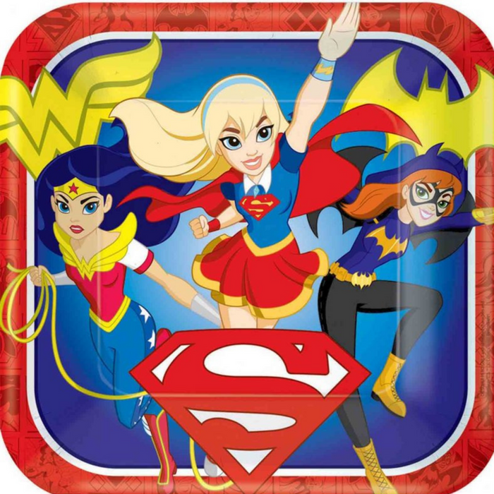 DC Superhero Girls Square Paper Plates 23cm 8pk