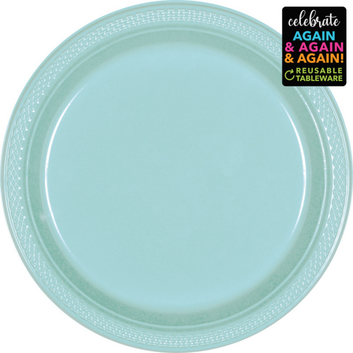 Premium Plastic Plates Robins Egg Blue 23cm 20pk