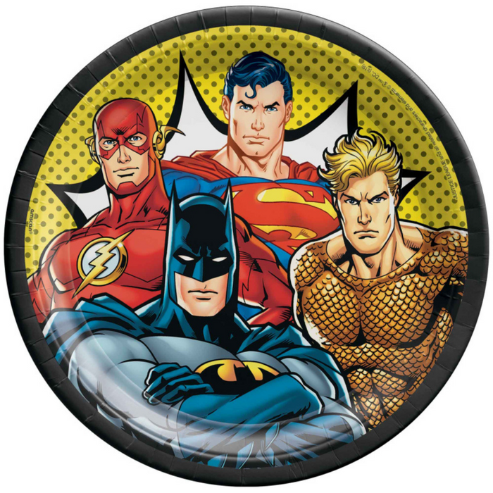 Justice League Heroes Unite 23cm Round Paper Plates Pk8