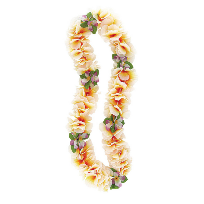 Luau Fancy Orchid Lei 106cm (42in) - Orange And White