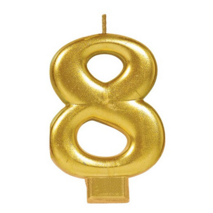 Candle Numeral Met Gold 8