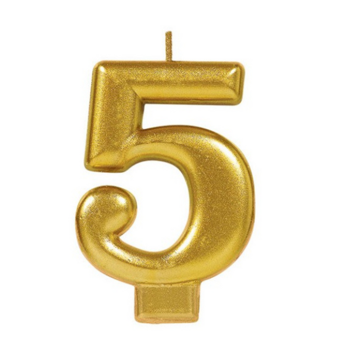 Candle Numeral Met Gold 5