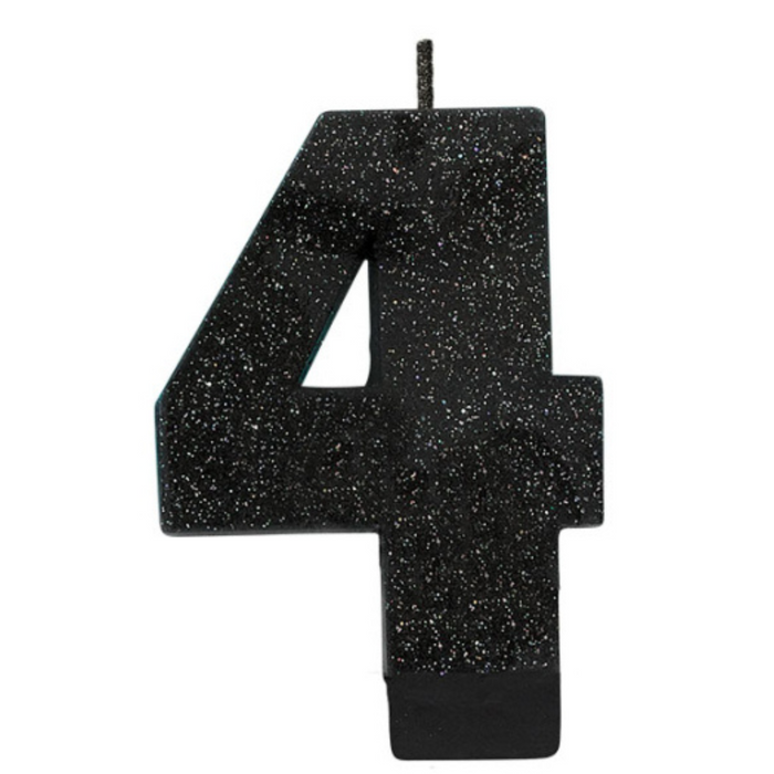 Candle Numeral Gltr Black 4