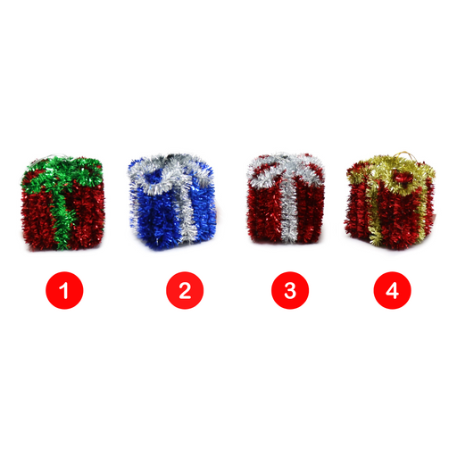 Tinsel Hanging Present 6cm