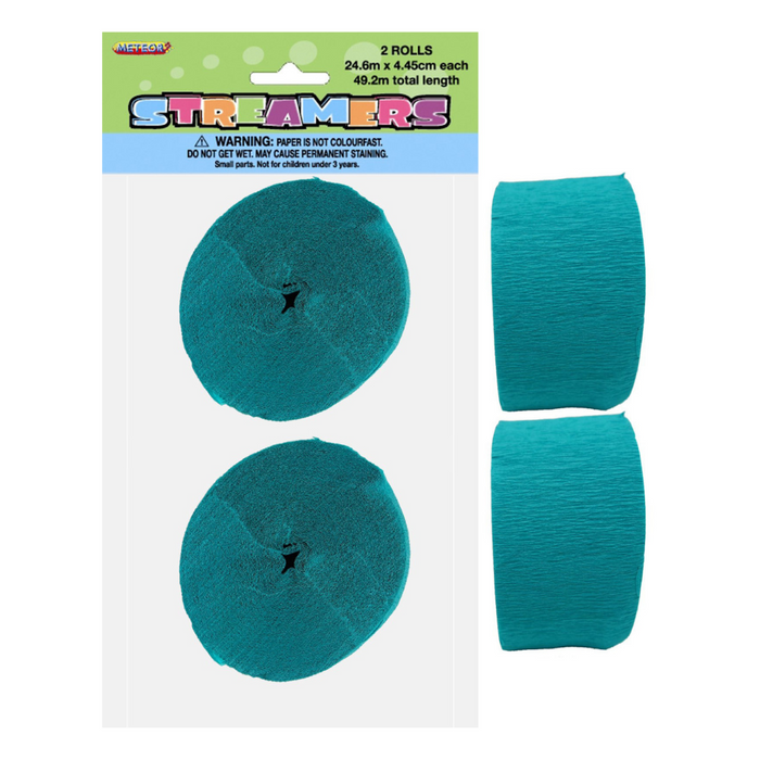 Crepe Streamers Caribbean Teal 81ft Pkt2