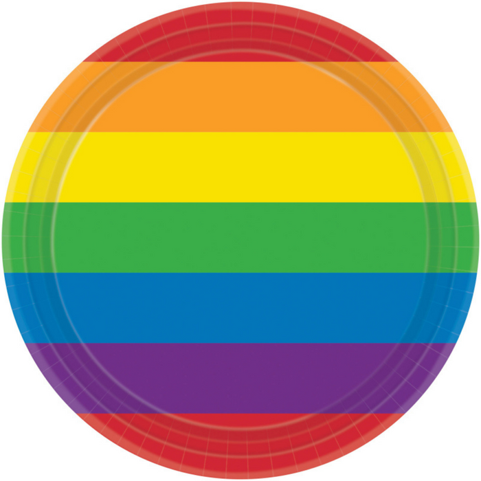 Rainbow Round Paper Plates 17cm 8pk