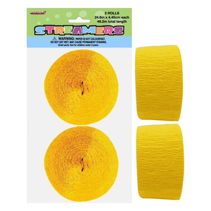 Crepe Streamers Sunflower Yellow 81ft Pkt2